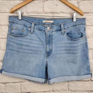 LEVI'S Mid Length Shorts Light Wash Cuffed Hem Size 33